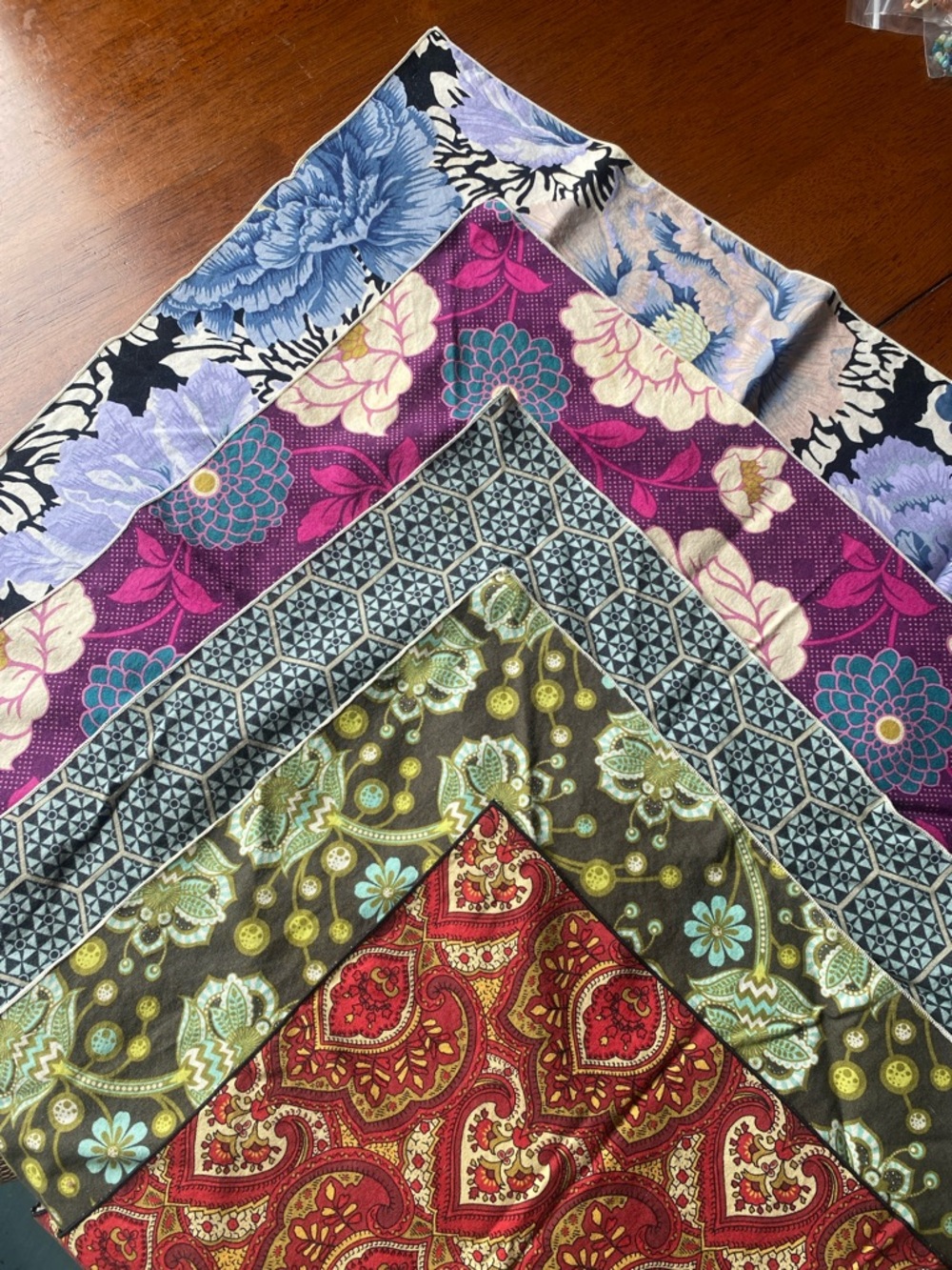 Set of Five Floral & Paisley Print Cotton Scarves